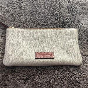 Dooney & Bourke Cream Leather Wristlet Pouch